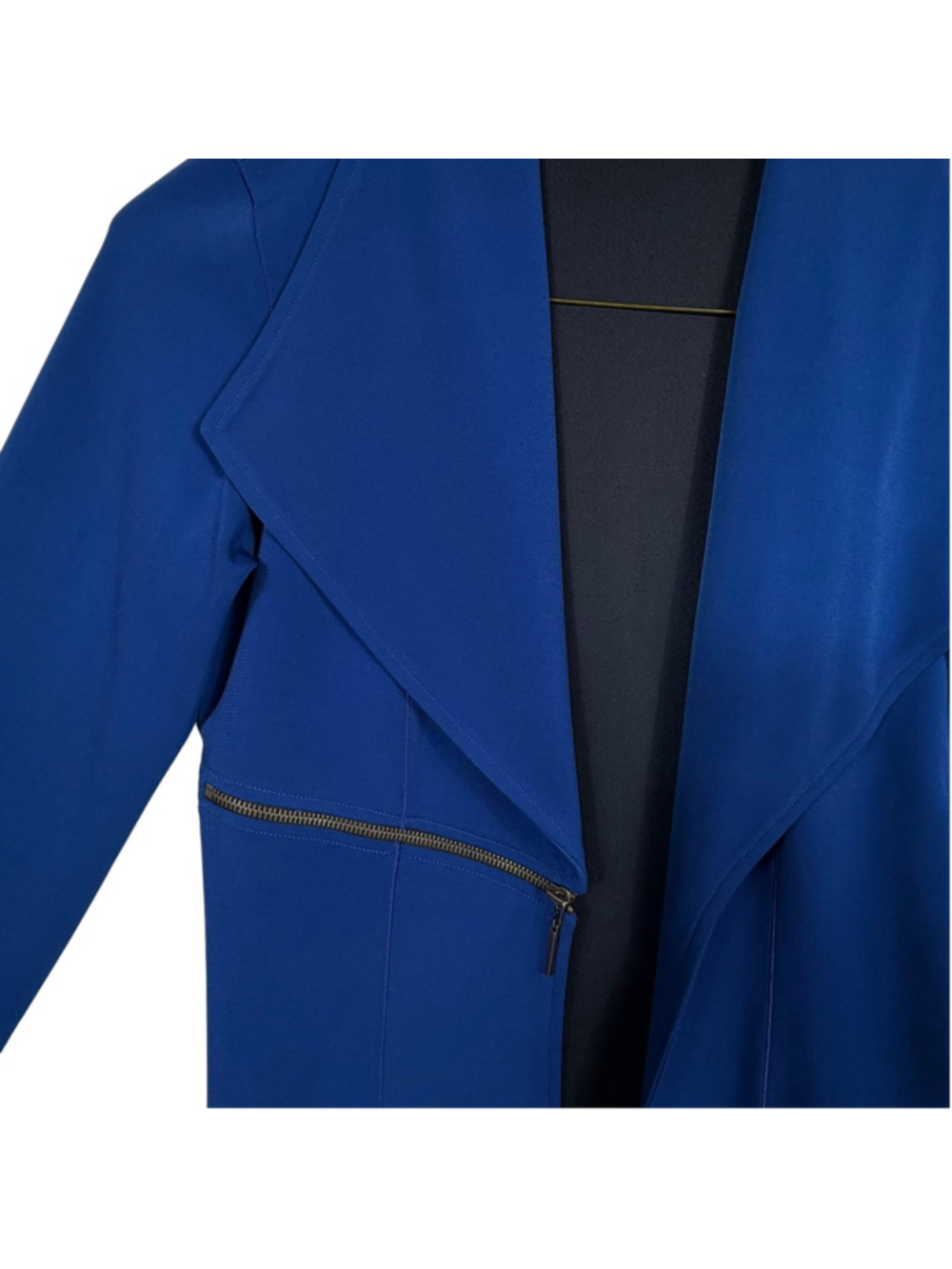 Eva Varro Barcelona Blazer Jacket Royal Blue Asymmetrical Zipper Womens Medium - Picture 5 of 7